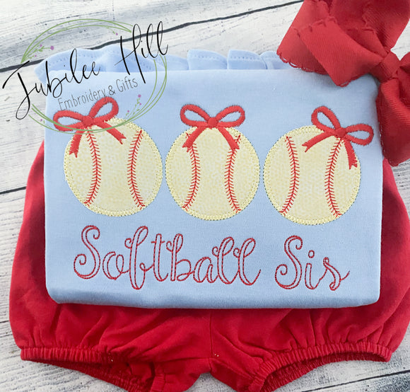 Softball/Baseball Trio With Bows Shirt