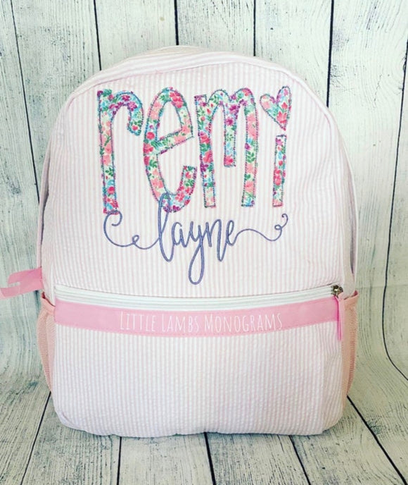 Remi Backpack with Multi Floral Applique Name