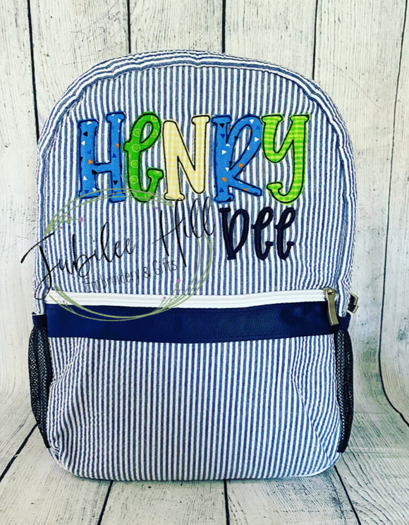 Henry Navy Seersucker Backpack