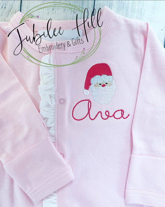 Pink Santa Footie with Name