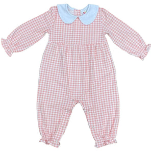 Pink gingham romper